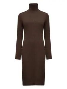 Платье в рубчик с высоким воротником MM6 Maison Margiela, коричневый