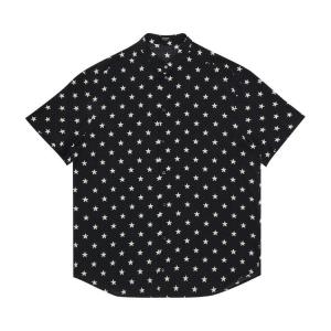 Рубашка Balmain Short-Sleeve Stars Print Shirt, Black/Ivory