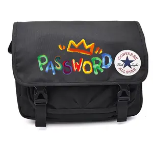 Converse Полиэстеровая сумка через плечо, наплечная сумка унисекс черная, Black