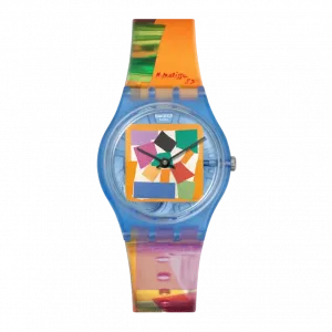 Часы Matisse's Snail разноцветные с разноцветным ремешком Swatch, мультиколор