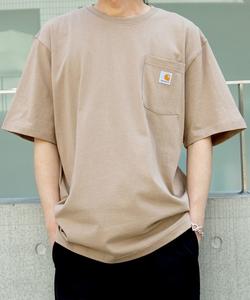 Футболка с коротким рукавом свободного кроя, с карманом и логотипом Carhartt, K87, бежевая
