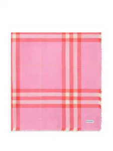 Двусторонний шарф в клетку из шерсти и шелка BURBERRY, розовый
