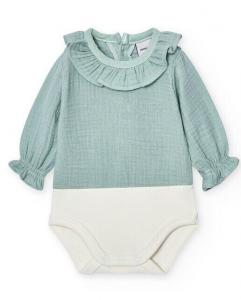 Набор из 2 детских боди с длинными рукавами и оборками на шее Bambula Babidú, зеленый