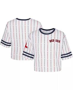 Футболка Big Girls White Boston Red Sox Ball в полоску Outerstuff