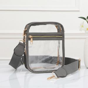 Прямоугольная прозрачная сумка через плечо из искусственной кожи FASHNZFAB, серый