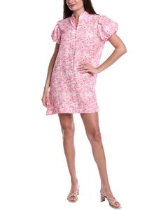 Sail to Sable Мини-платье с пышными рукавами из смесового льна, розовый