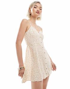 Мисс Селфридж, мини-платье на бретельках с застежкой-молнией, желтого цвета Miss Selfridge