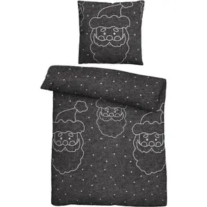Постельное белье Biberna «Рождество», уютное, теплое, мягкое, меланж, 100% хлопок, производство Германия, цвет titanium