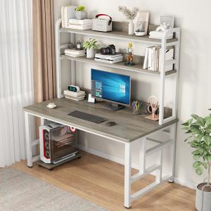 Компьютерный стол Xinmeikai 100x60x170 см с полками, белая рама + Armani gray