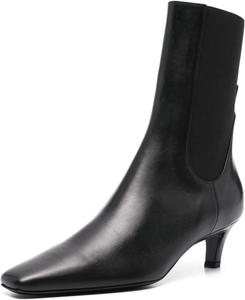 Женские ботильоны XYD с острым квадратным носком, низким каблуком-стилет и эластичной лентой, ботинки до щиколотки на низком каблуке, повседневная обувь для платья, Black Leather