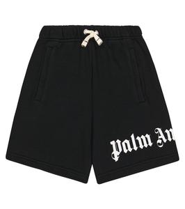 Шорты из хлопкового джерси с логотипом Palm Angels Kids, Black White