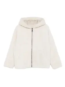 Дубленка из овчины с капюшоном Simonetta Ravizza, нейтральный