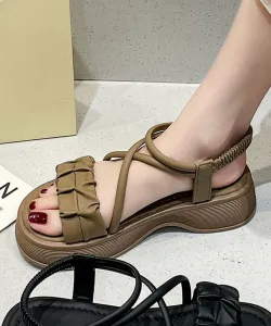 Сандалии на платформе с перекрестными ремешками и сборками Aimoha - Select -, цвет Beige