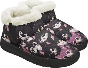 Женские зимние ботинки на шнуровке без шнурков, теплые кроссовки с плюшевой подкладкой, дизайн зимних ботинок, толстые каблуки, противоскользящие Chririnla, Cartoon Cat