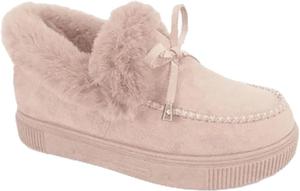 Женские ботинки с круглым носком, толстой подошвой, ортопедической поддержкой свода стопы, шерстяной теплой подкладкой, хлопковые утепленные обувь, ортопедическая обувь для женщин No Brand, Beige 8.5