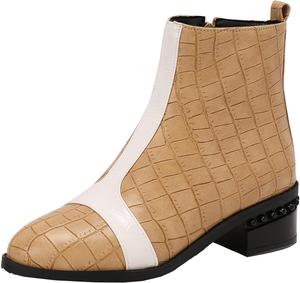 Женские короткие ботильоны с среднем каблуком и боковой молнией XIEPP, Yellow