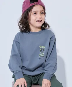 Футболка с длинным рукавом и крупным силуэтом дьявольской лабрадорши, Детская одежда. Размер 26SS Devirock, цвет 004-Bear-Blue Gray