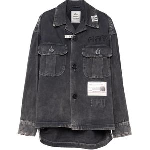 Джинсовая рубашка с эффектом выцветания Maison Mihara Yasuhiro, черный