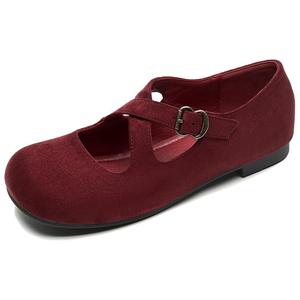 WEISHIBANGWEI Туфли Мэри Джейн на массивном каблуке, женские, красные