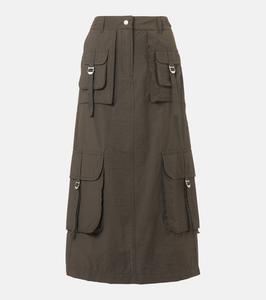 Юбка миди из хлопковой смеси с логотипом Acne Studios, Brown