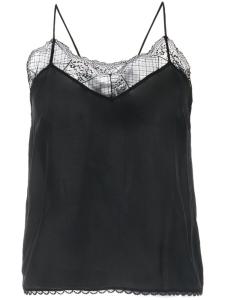 Шелковый топ с кружевом Stella Nova, черный