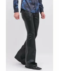 Расклешенные брюки из эластичной кожи TORNADO MART, цвет Black