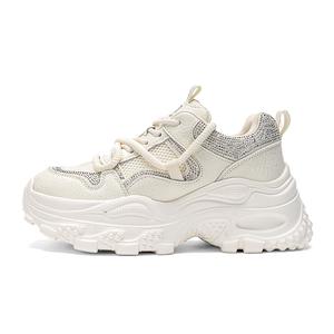 EXULL Q Износостойкие, дышащие, легкие, увеличивающие рост низкие кроссовки на массивной подошве, женские, бежевые