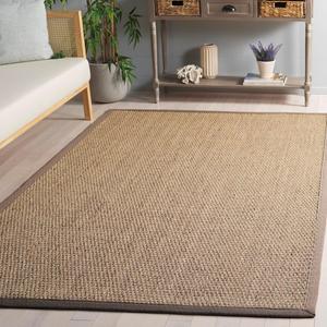 Ковер SAFAVIEH, 153 x 244 см, Natural Fiber Collection, Natural & Grey, Seagrass, идеально для гостиной, спальни, домашнего офиса, столовой зоны (NF111P-5)