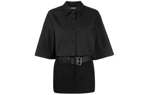 Футболка-мини с поясом и короткими рукавами Alexander Wang черная