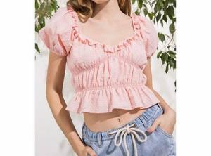 Топ Babydoll в клетку Gingham персикового цвета Aaron & Amber