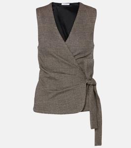 Топ-халат с узором «гусиная лапка» из смеси шерсти Adige Max Mara, цвет nero pomice