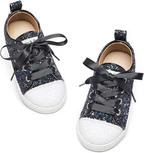 Кроссовки для малышей и маленьких девочек Felix Flora, спортивные сникерсы, принцесса, повседневные блестящие туфли Felix & Flora, черный