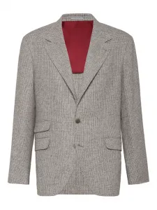 Клетчатый пиджак Brunello Cucinelli, нейтральный