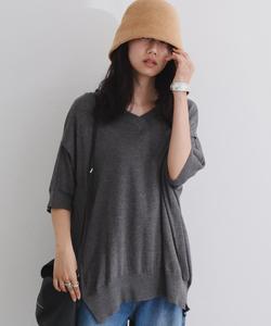 Вязаный женский топ с открытым V-образным вырезом и рукавами Pourvous, цвет Heather Gray