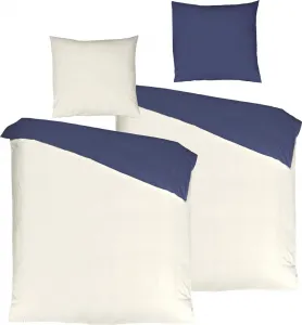 Комплект постельного белья JACK by Mistral из 4 предметов, однотонный, кремовый/темно-синий, перкаль премиум-класса, 100% египетский хлопок, размер: 4 предмета, 155x220 см Jack