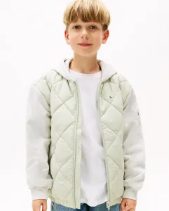 Детская куртка с комбинированной стеганой тканью и свитшотом Tommy Hilfiger, зеленый