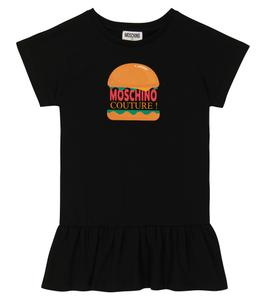 Платье из джерси с логотипом Moschino Kids, черный