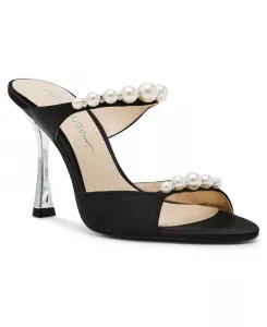 Женские кружевные сатиновые мюли на каблуке с декоративными элементами Betsey Johnson, черный