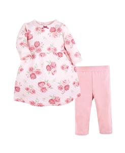Стеганое хлопковое платье и леггинсы Hudson Baby, Blush rose