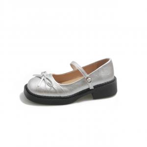 Туфли Мэри Джейн на массивном каблуке для женщин CPXO, Silver