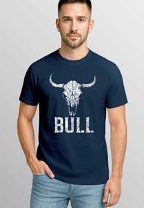 Футболка Neverless MIT VINTAGE STIERSCHÄDEL FRONT SCHRIFTZUG - KURZARM, Navy/Blue