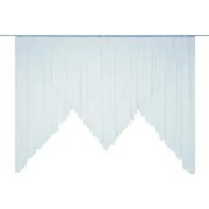 Штора Elena с шлейкой, 1 шт., украшена настоящим кружева Плауэн с вышивкой, зубчатая Wirth, белый