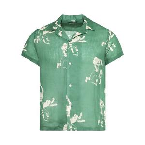 Рубашка Bode Football Silhouette Short-Sleeve Shirt Green/Cream, зеленый