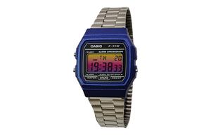 CASIO Мужские часы Retrofit Series с кварцевым механизмом, стальной браслет, черный циферблат