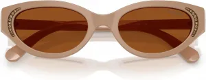 Женские солнцезащитные очки Swarovski SK6030F с низкой переносицей и круглой оправой, Beige/Dark Brown