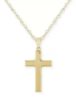 Ожерелье с плоским крестом из 14-каратного белого или желтого золота Macy'S, gold