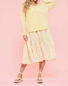 Вязаный свитер с V-образным вырезом желтого цвета Blu Pepper