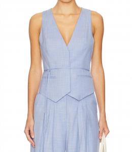 Эшер жилет с поясом в шамбрей синем Shona Joy