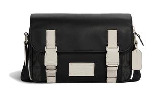 COACH Сумка-мессенджер Track Coated Canvas с телячьей кожей, наплечная сумка, сумка через плечо Tubas для мужчин, черно-белая
