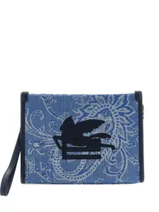 Клатч с вышитым логотипом и принтом "пейсли" Etro, синий